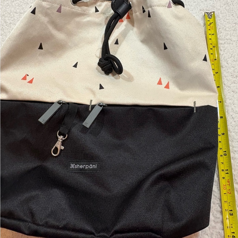 Sherpani Black and Cream Triangle Print Backpack - Picture 15 of 15